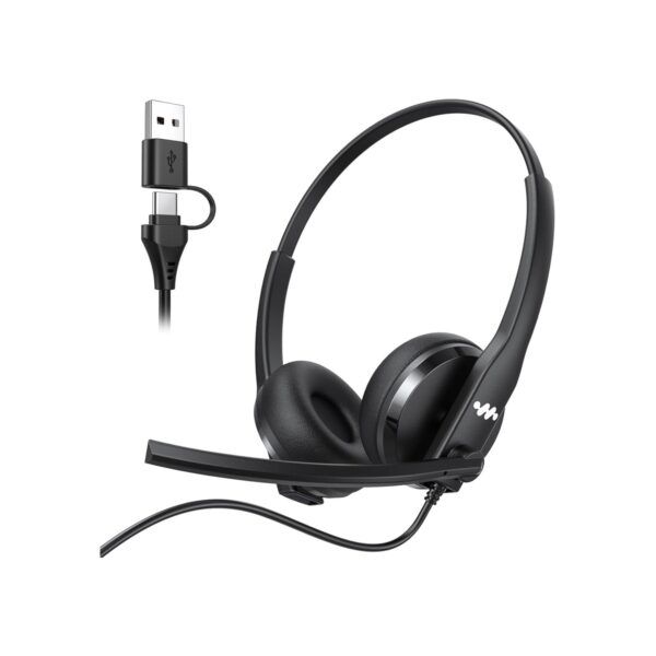USB Headset with Microphone for PC,Wired Computer Laptop Headset with Noise