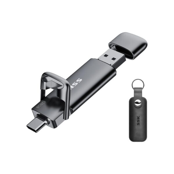SSK 128GB Dual USB C Flash Drive,2-in-1 Type C+ USB A 3.2 Gen2 Solid State Thumb