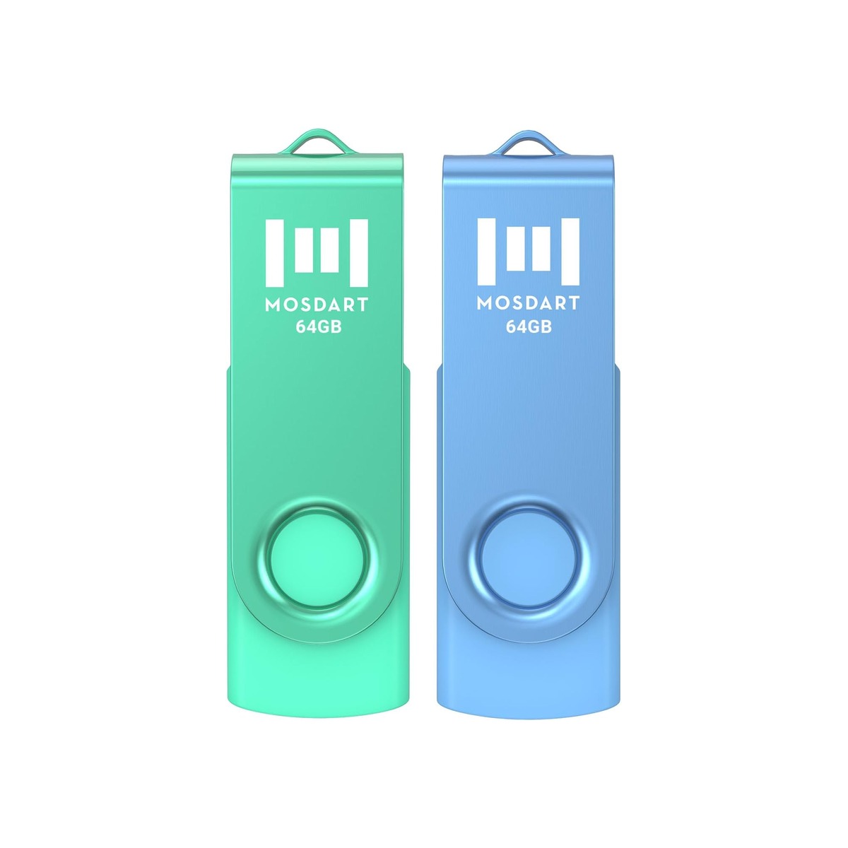 MOSDART 64GB Swivel USB 2.0 Flash Drive, Pack of 2,Green and Blue-1 MOSDART 64GB Swivel USB 2.0 Flash Drive, Pack of 2,Green and Blue - Image 1