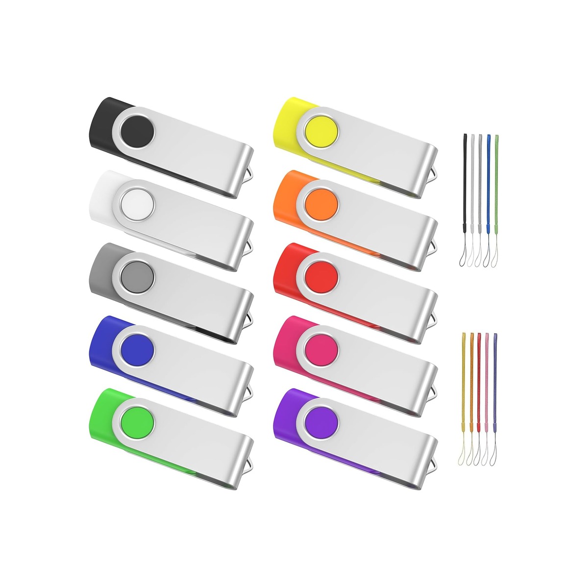 ABLAZE 128MB Flash Drive 10 Pack, USB 2.0 Memory Stick with Lanyards Swivel-1 ABLAZE 128MB Flash Drive 10 Pack, USB 2.0 Memory Stick with Lanyards Swivel - Image 1
