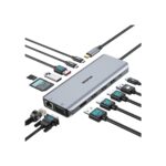 USB C Docking Station 4 Monitors 13 in 1, Dual HDMI+8K DP+VGA, 10Gbps, 100W PD