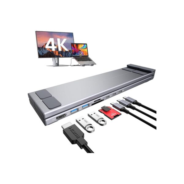 USB C Laptop Docking Station Stand, 7 in 1 Hub With 4K HDMI, 2 USB 3.1, PD 100W