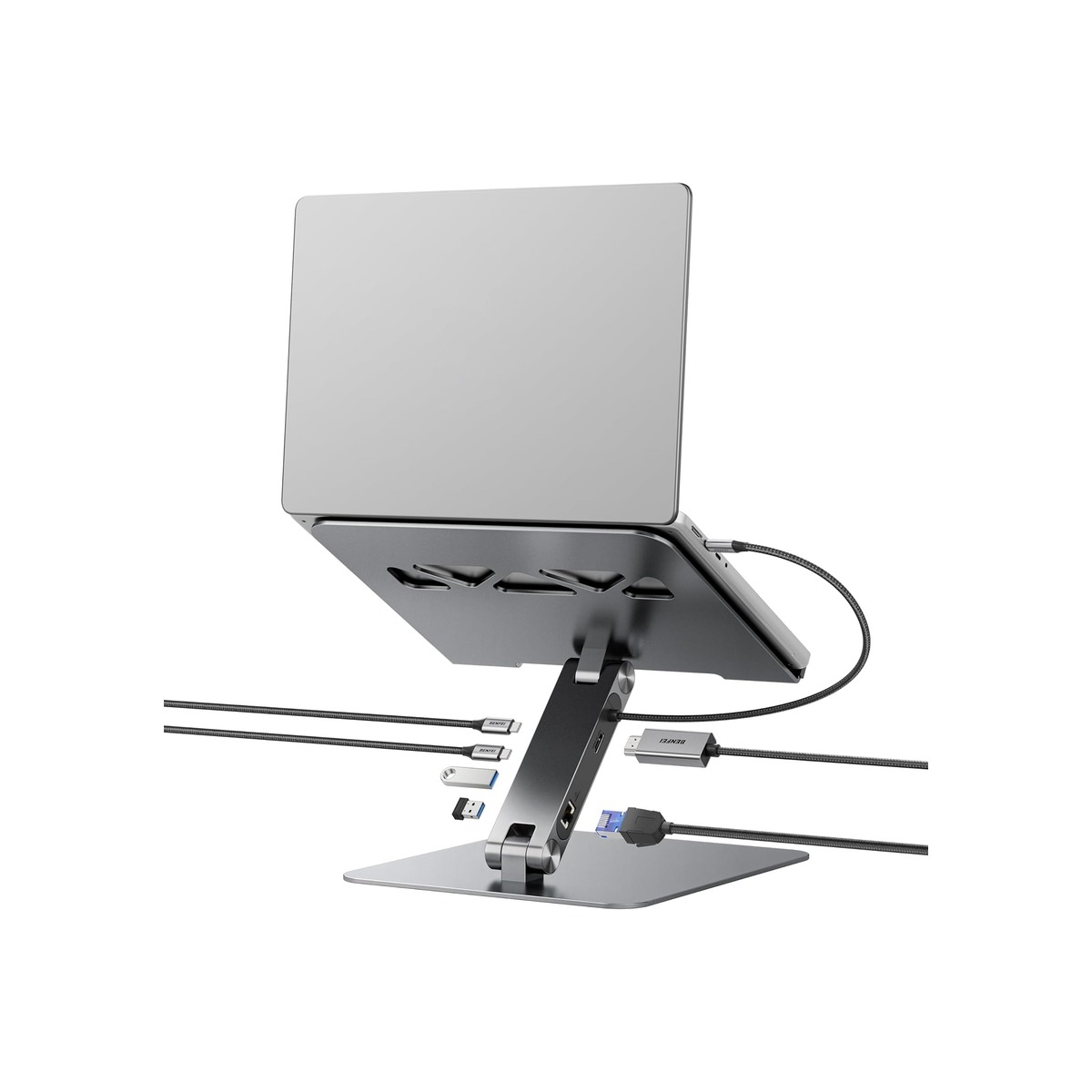 BENFEI Laptop Stand with USB C 6in1 Docking Station, HDMI 4K@60Hz-1 BENFEI Laptop Stand with USB C 6in1 Docking Station, HDMI 4K@60Hz - Image 1