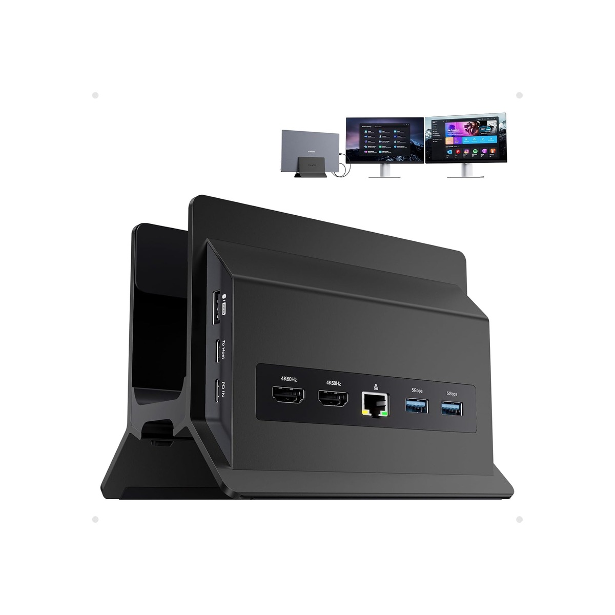 USB C Laptop Docking Station Dual Monitor, 11 in 1 Vertical Dock with 2 HDMI 4K-1 USB C Laptop Docking Station Dual Monitor, 11 in 1 Vertical Dock with 2 HDMI 4K - Image 1