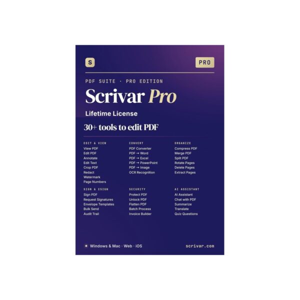 Scrivar PDF Pro - Organize, Edit, Compress, Convert, Merge, eSign