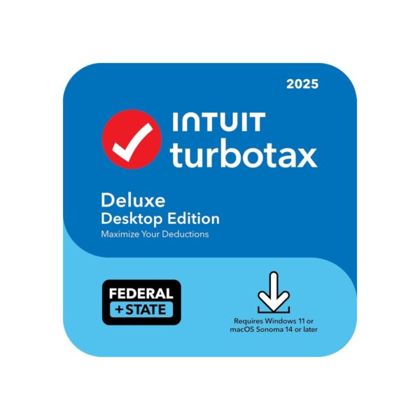 TurboTax Deluxe Desktop Edition 2025, Federal & State Tax Return [Win11/Mac14