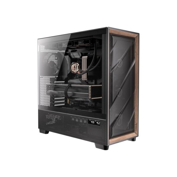 Antec Flux Pro, 6 x PWM Fans Included, High-Airflow Front Panel with Walnut Wood