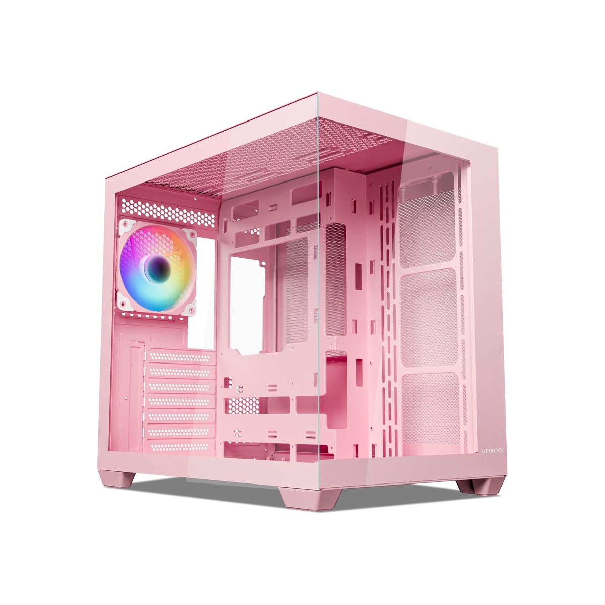 Vetroo AL900 Pink ATX PC Case with 270° Full View Tempered Glass-1 Vetroo AL900 Pink ATX PC Case with 270° Full View Tempered Glass - Image 1