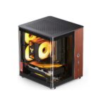 JONSBO TK-0 Black ITX Mini Tower PC Case, Hyperboloid Glass Desktop Design