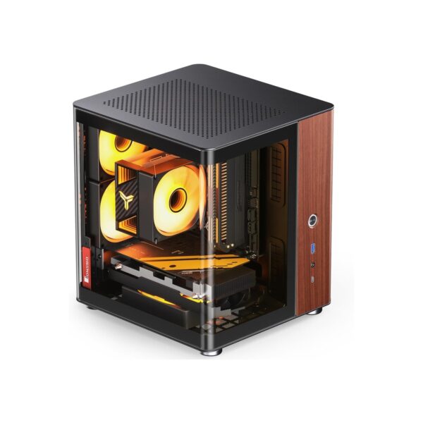 JONSBO TK-0 Black ITX Mini Tower PC Case, Hyperboloid Glass Desktop Design