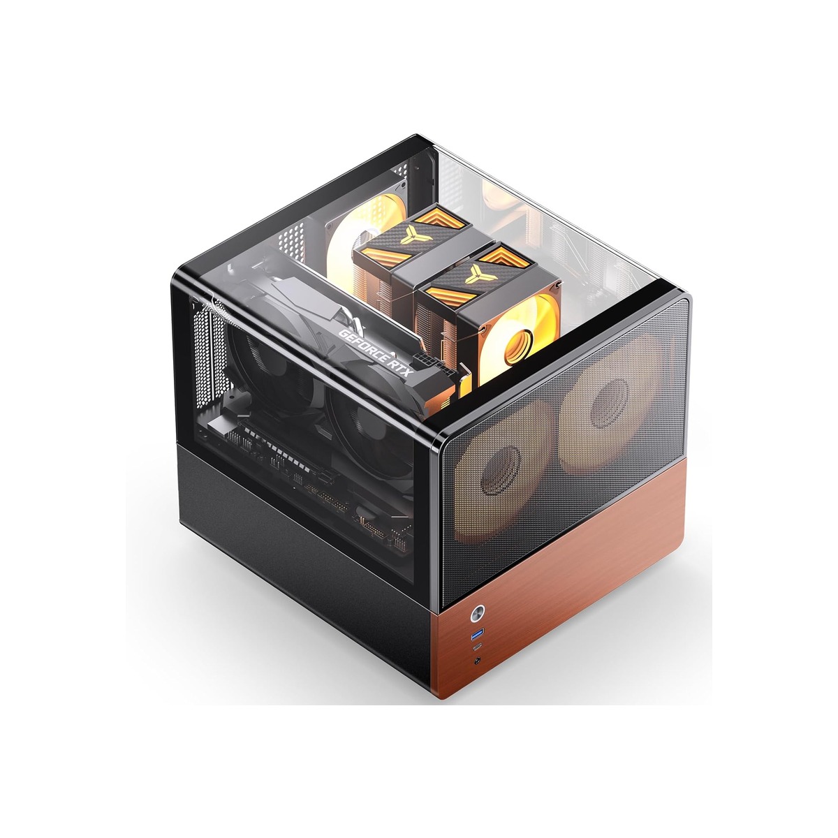 JONSBO V12 Black Micro ATX Mid Tower PC Case, Hyperboloid Glass Desktop Design-1 JONSBO V12 Black Micro ATX Mid Tower PC Case, Hyperboloid Glass Desktop Design - Image 1