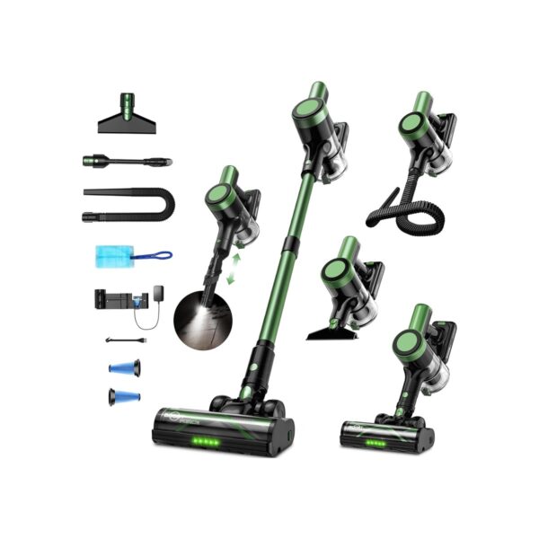Cordless Vacuum Cleaner, 500W 55KPa 10-in-1 Self-Standing Stick Vacuum with