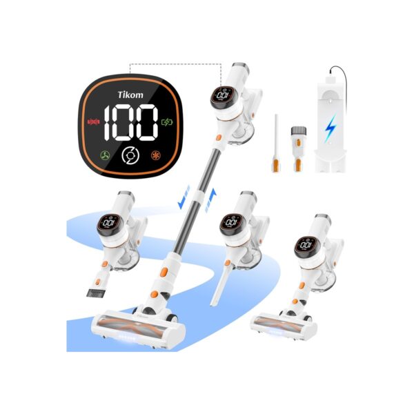 Tikom V500 Cordless Vacuum Cleaner for Home, 40000Pa/450W Stick Vacuum with LED