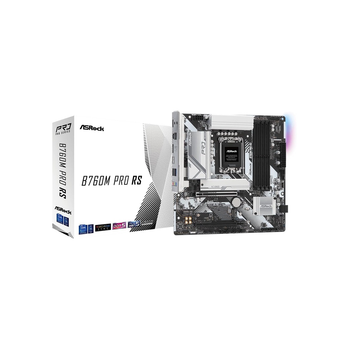 ASRock B760M Pro RS Motherboard DDR5 7200MHz HDMI DisplayPort eDP PCIe Gen5-1 ASRock B760M Pro RS Motherboard DDR5 7200MHz HDMI DisplayPort eDP PCIe Gen5 - Image 1