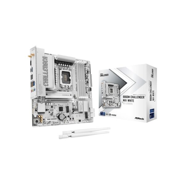 ASRock B860M Challenger WiFi White mATX Motherboard, Intel Core Ultra (Series 2)