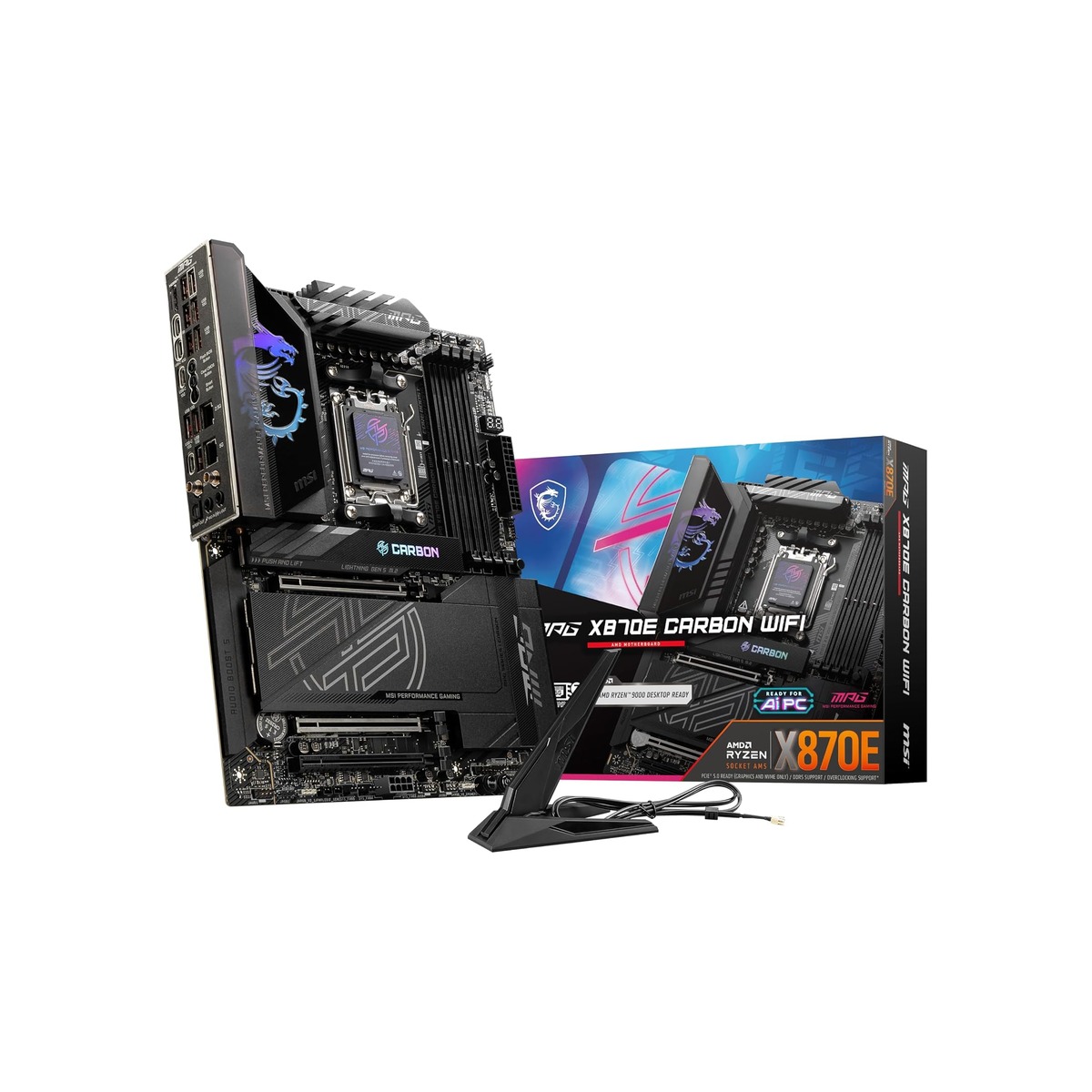 MSI MPG X870E Carbon WiFi Gaming Motherboard (AMD Ryzen 9000/8000/7000 Series-1 MSI MPG X870E Carbon WiFi Gaming Motherboard (AMD Ryzen 9000/8000/7000 Series - Image 1