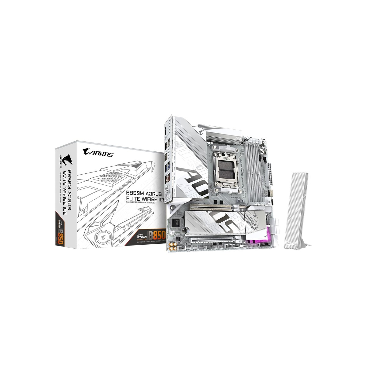 GIGABYTE B850M AORUS Elite WIFI6E ICE AMD AM5 mATX Motherboard-1 GIGABYTE B850M AORUS Elite WIFI6E ICE AMD AM5 mATX Motherboard - Image 1