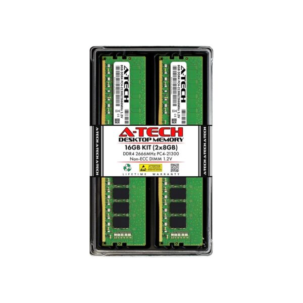 A-Tech 16GB (2x8GB) DDR4 2666 MHz UDIMM PC4-21300 (PC4-2666V) CL19 DIMM Non-ECC