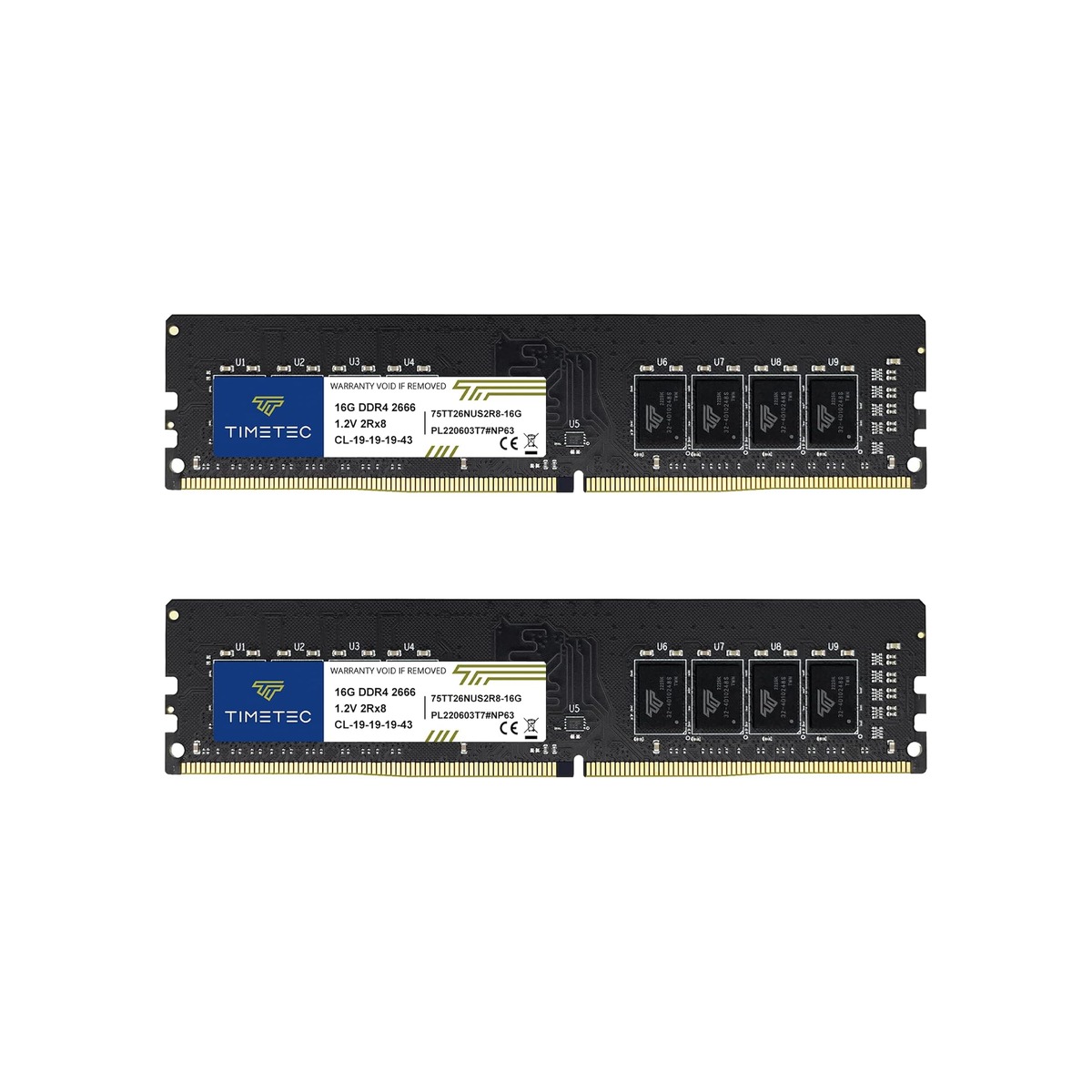 Timetec 32GB KIT (2x16GB) DDR4 2666MHz (PC4-2666V) PC4-21300 UDIMM Desktop RAM –-1 Timetec 32GB KIT (2x16GB) DDR4 2666MHz (PC4-2666V) PC4-21300 UDIMM Desktop RAM – - Image 1