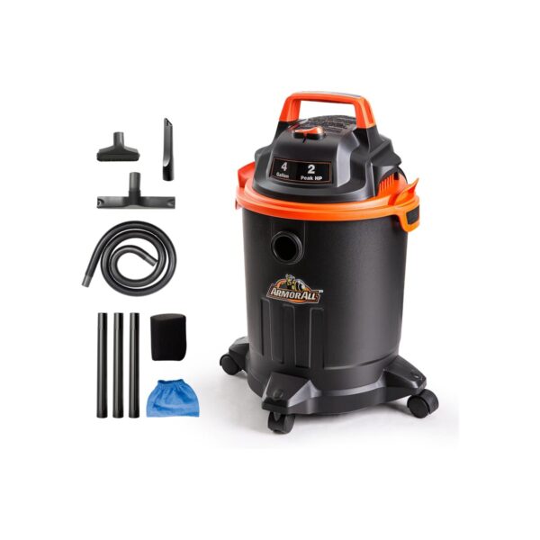 Armor All VO405P 0901 4 Gallon Wet/Dry Vac 2.0 Peak HP Shop Vacuum with Nozzles