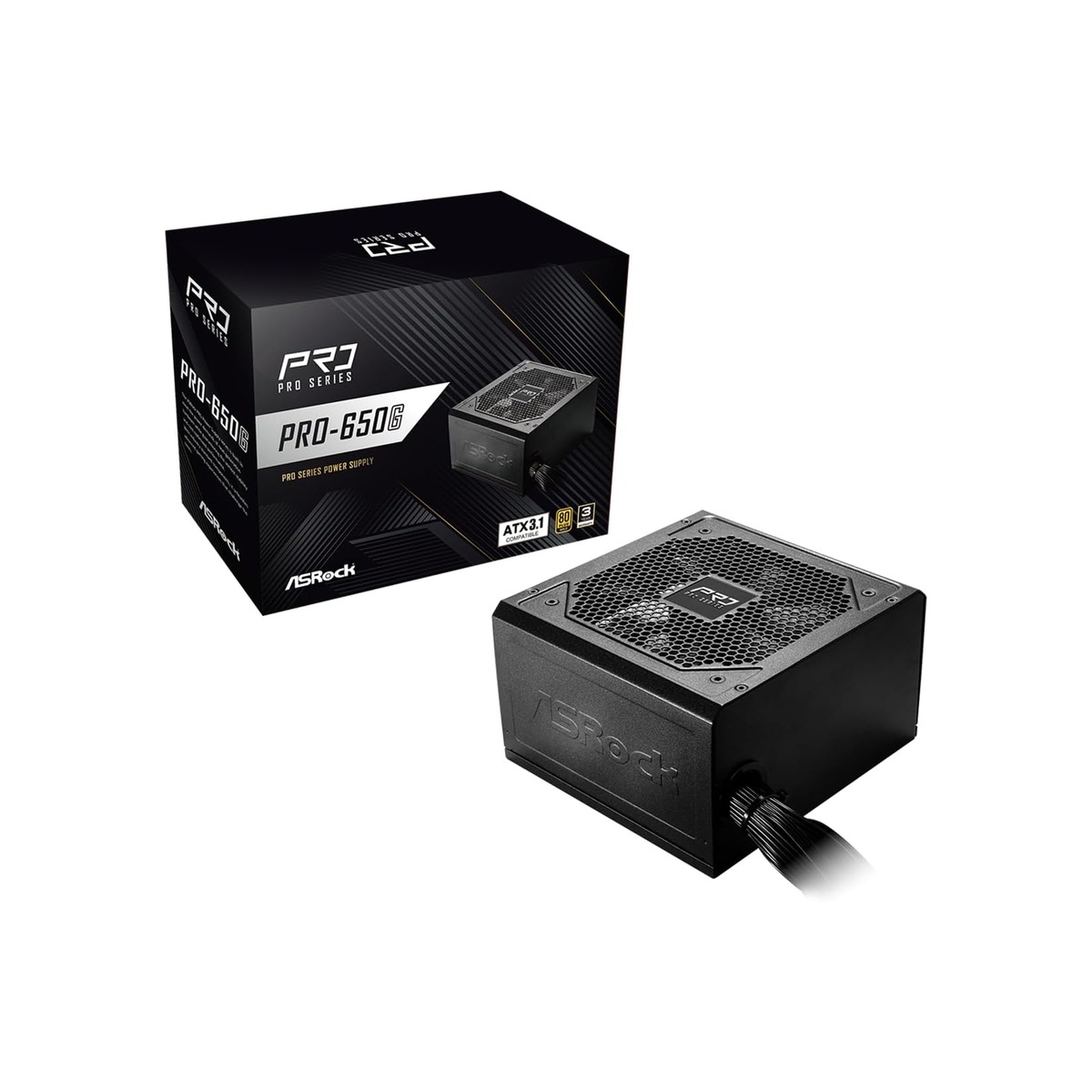 ASRock PRO-650G Power Supply - 650W 80 Plus Gold Certified, ATX 3.1 Ready-1 ASRock PRO-650G Power Supply - 650W 80 Plus Gold Certified, ATX 3.1 Ready - Image 1