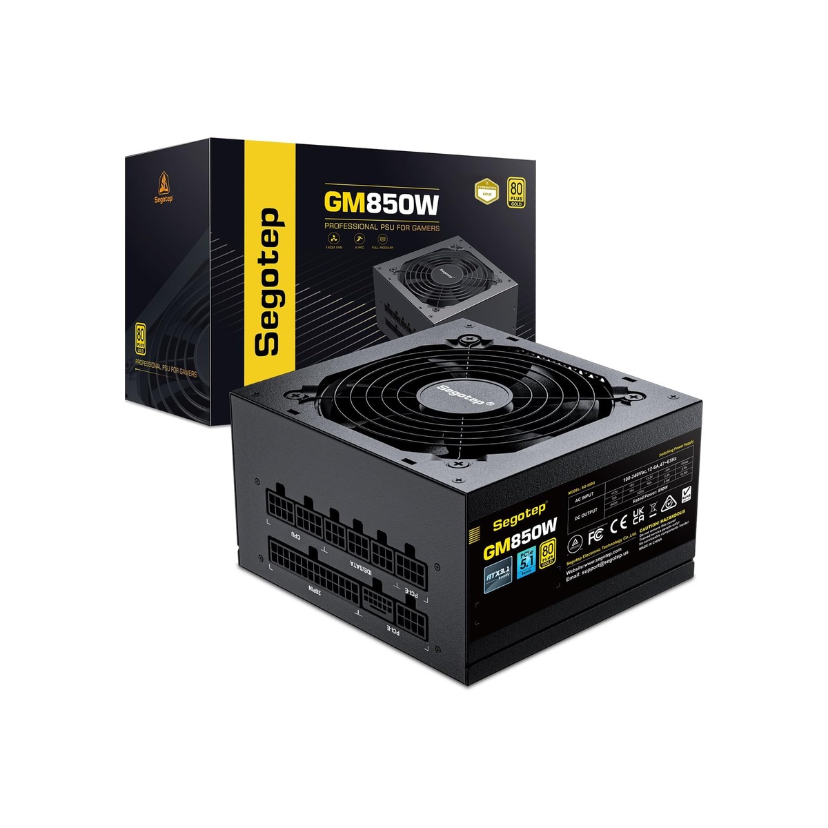 Segotep GM850 850W Power Supply, 80 Plus Gold Certified, PCIe 5.1 & ATX 3.1-1 Segotep GM850 850W Power Supply, 80 Plus Gold Certified, PCIe 5.1 & ATX 3.1 - Image 1