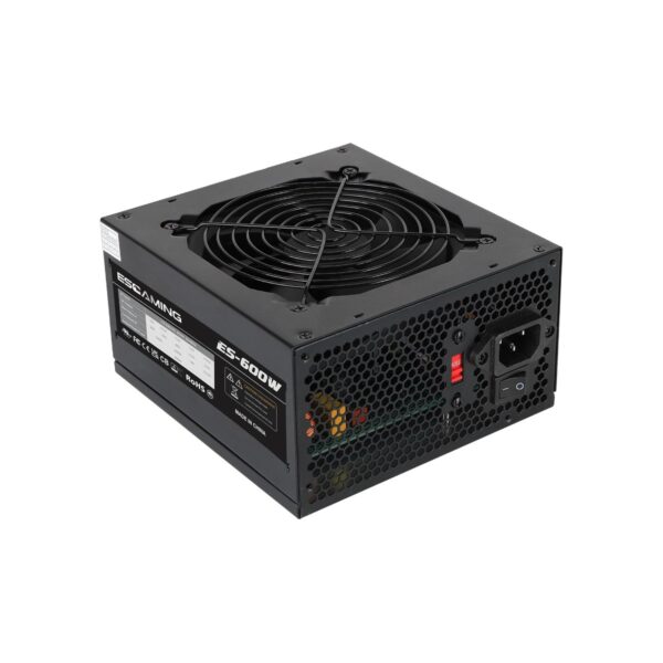 600W ATX Power Supply PSU, ESGAMING with 120mm Ultra Quiet Cooling Fan All