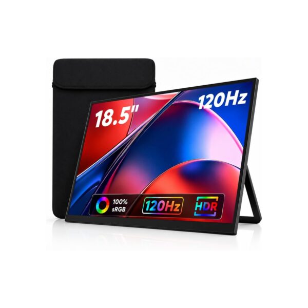 18.5 Inch Large Portable Monitor for Laptop, 120Hz 1080P FHD IPS Portable Travel