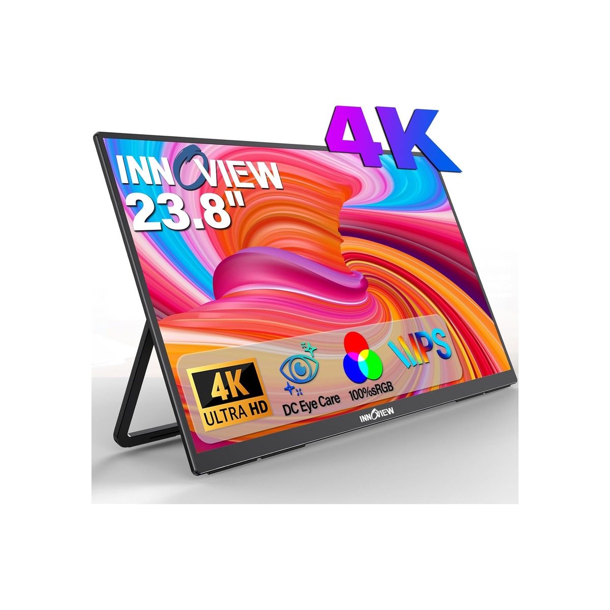 Innoview 23.8” 4K Large Portable Monitor, UHD (3840*2160) 100%sRGB IPS Speakers-1 Innoview 23.8” 4K Large Portable Monitor, UHD (3840*2160) 100%sRGB IPS Speakers - Image 1