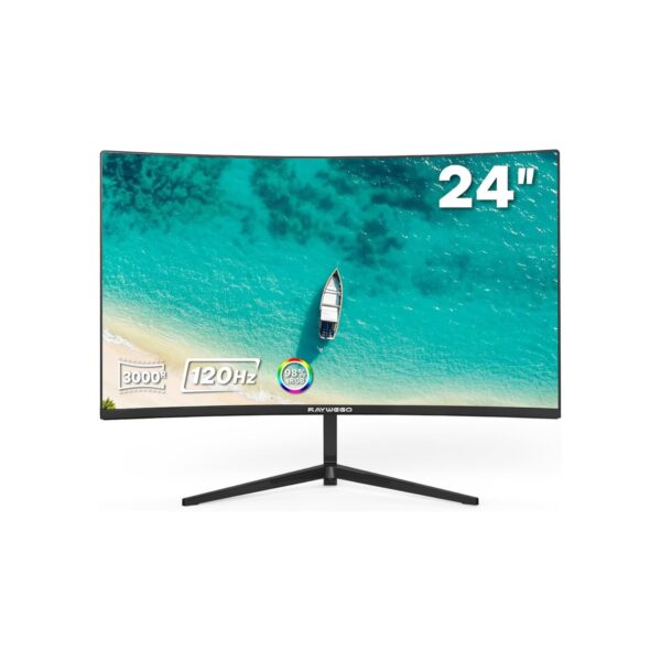 Raywego 24 Inch Curved Computer Monitor, FHD 1080P 120Hz, 3000R