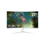 CRUA 27 Inch FHD 100Hz White Curved Computer Monitor, 1800R VA, Frameless
