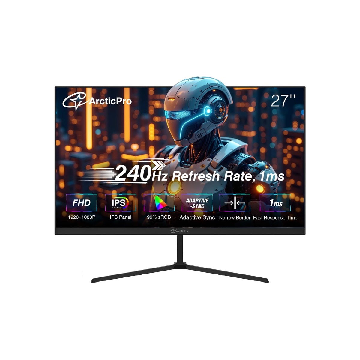 ArcticPro 27 Inch Gmaing Monitor, 240Hz Monitor, FHD, IPS, Adaptive Sync-1 ArcticPro 27 Inch Gmaing Monitor, 240Hz Monitor, FHD, IPS, Adaptive Sync - Image 1