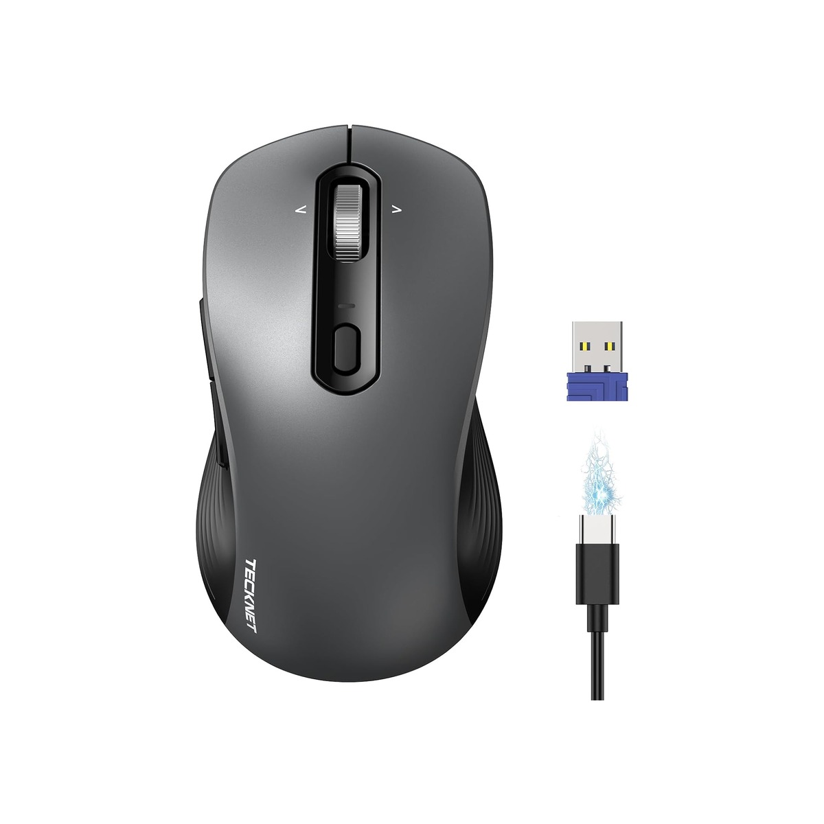TECKNET Rechargeable Wireless Bluetooth Mouse with 4-Way Wheel, 3-Device-1 TECKNET Rechargeable Wireless Bluetooth Mouse with 4-Way Wheel, 3-Device - Image 1