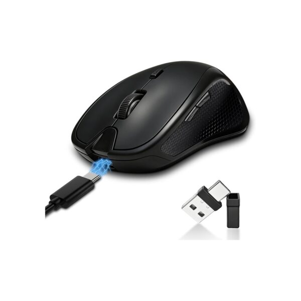 Bluetooth Ergonomic Mouse with Built-in Jiggler,Black