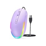 seenda Wired Mouse, RGB Backlit 1600 DPI Corded Mouse for Laptop/PC, Purple