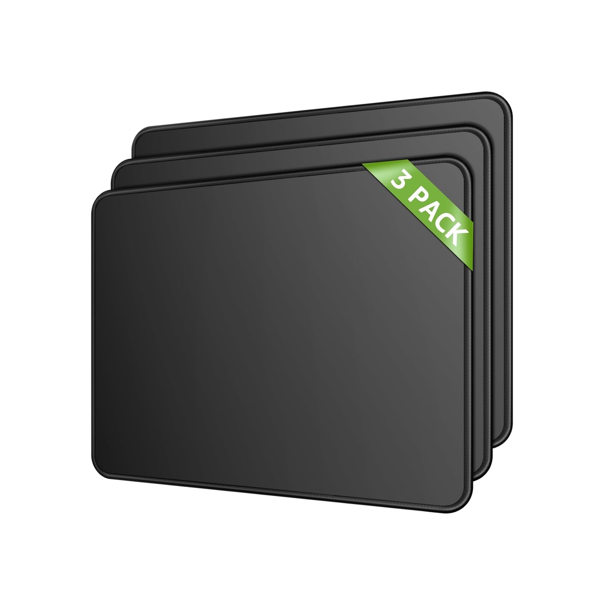 MROCO 3-Pack Mouse Pads, 30% Larger Surface, 8.5 x 11 in, Black-1 MROCO 3-Pack Mouse Pads, 30% Larger Surface, 8.5 x 11 in, Black - Image 1