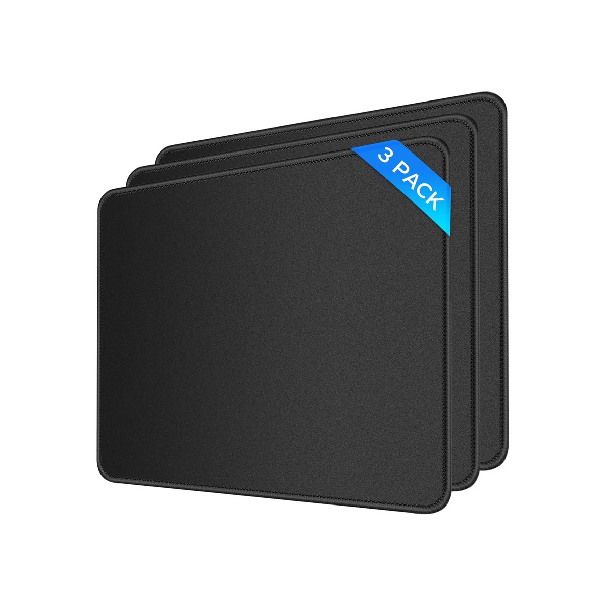 3 Pack Standard Mouse Pad with Stitched Edges, 10.3 x 8.3 in Black-1 3 Pack Standard Mouse Pad with Stitched Edges, 10.3 x 8.3 in Black - Image 1