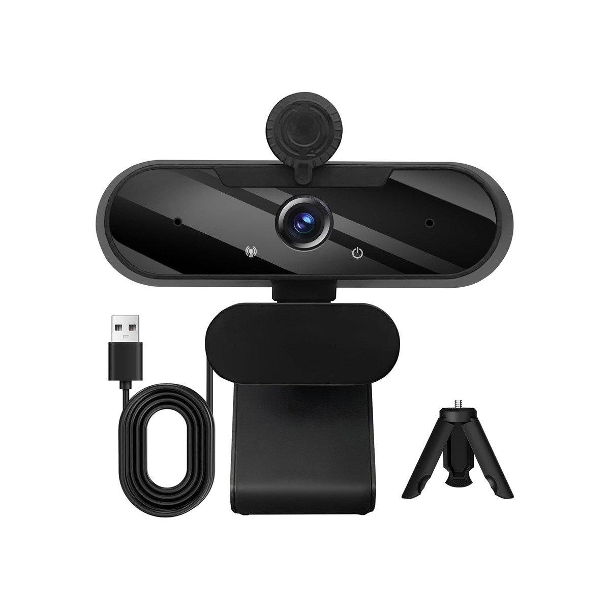 HD 1080P Webcam with Built-in Microphone and Rotatable Tripod-1 HD 1080P Webcam with Built-in Microphone and Rotatable Tripod - Image 1