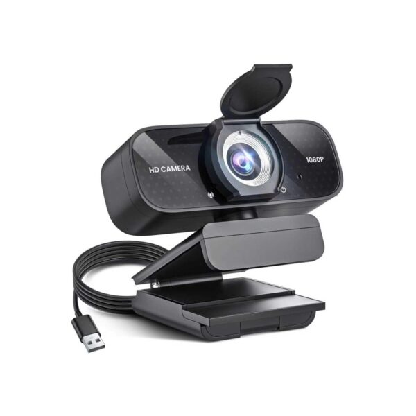 1080P HD Webcam with Noise-Canceling Mic, Auto Light Correction