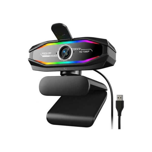1080P Webcam with Microphone, Full HD Web Camera with RGB Light for Pc