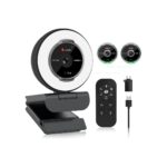 Angetube Streaming Webcam with Microphone, USB 1080P Web Cam w/Ring Light