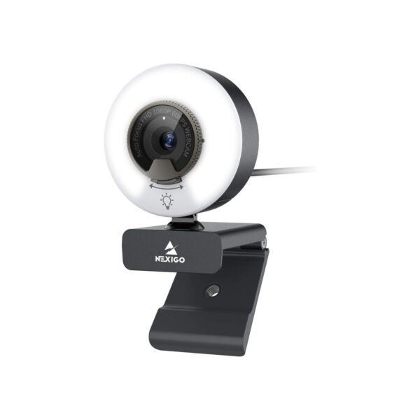 NexiGo N960E 1080P 60FPS Webcam with Light, Software Included, Fast AutoFocus