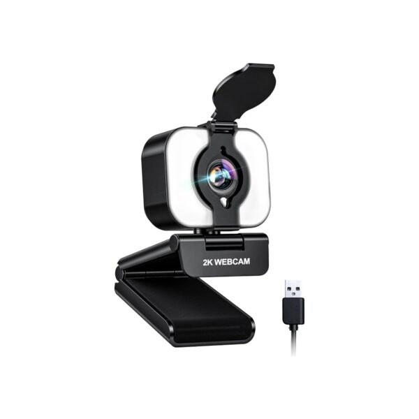 Atatat 2K Webcam for PC with Light, Microphone, Privacy Cover