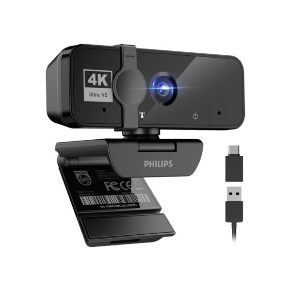 PHILIPS 4K Webcam for PC with Microphone, Computer Camera for Meetings with