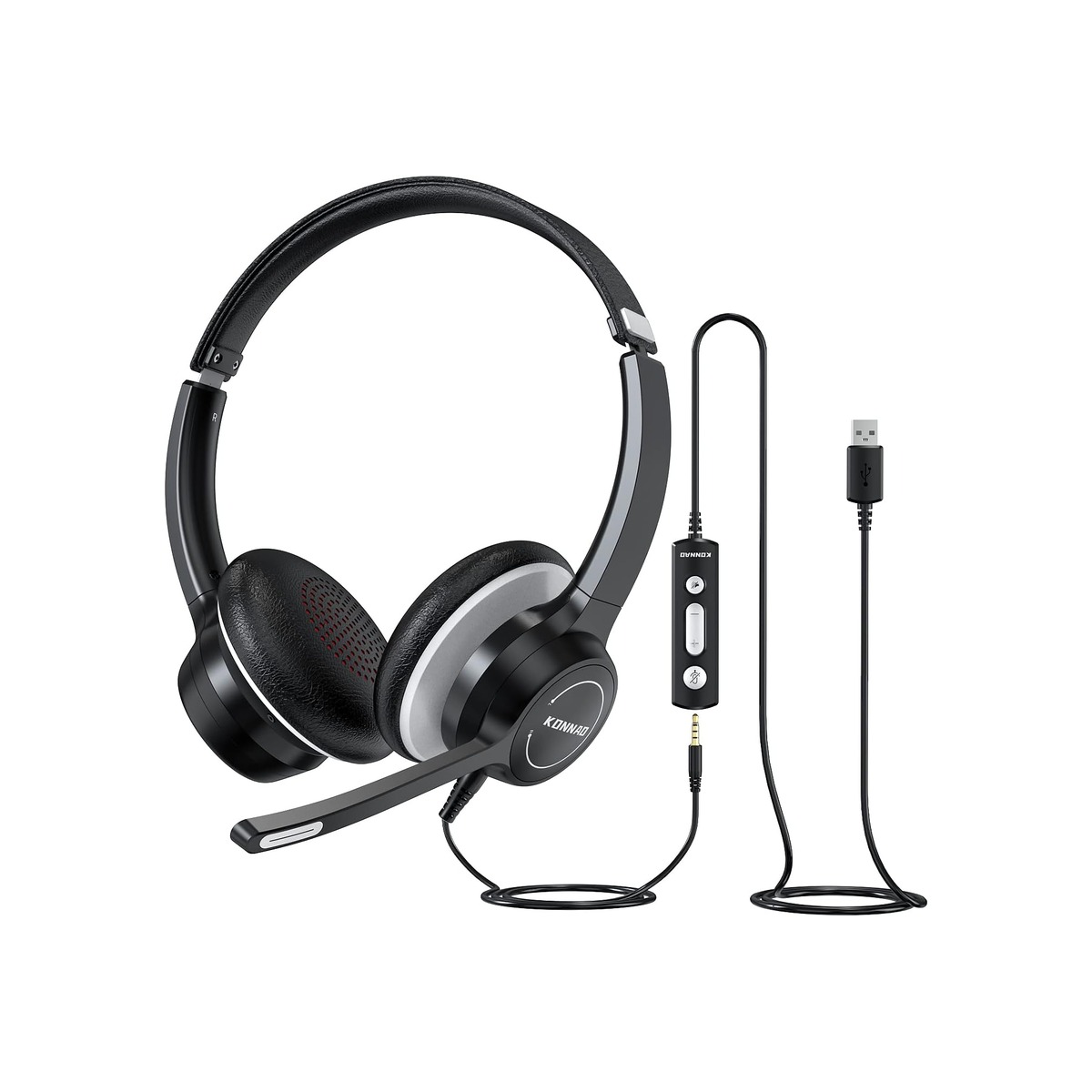 USB Headset with Microphone, 3.5mm Wired Computer Headsets with Noise Cancelling-1 USB Headset with Microphone, 3.5mm Wired Computer Headsets with Noise Cancelling - Image 1