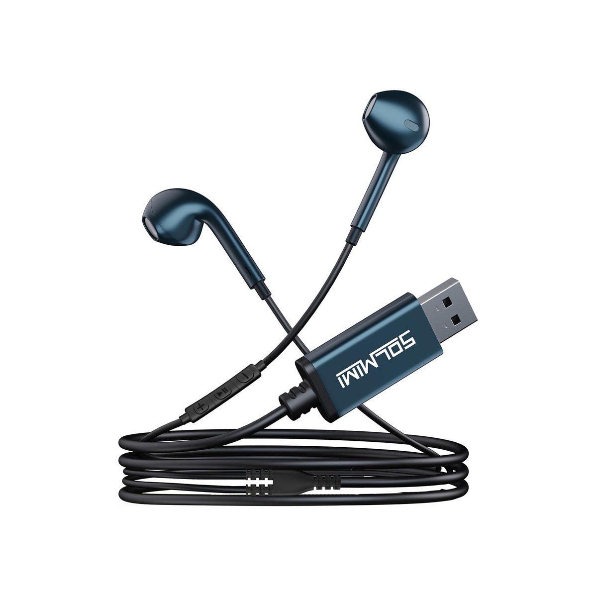 USB Earbuds with Microphone for PC Wired, 2M/6.5ft USB-A Headset Headphone-1 USB Earbuds with Microphone for PC Wired, 2M/6.5ft USB-A Headset Headphone - Image 1