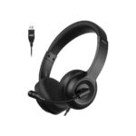 AOC USB Headset with Microphone for PC, On-Ear Wired Headphones with Mic
