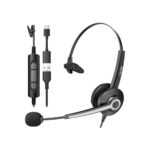 Wantek Monaural Corded USB Headsets with Noise Cancelling Mic and in-line