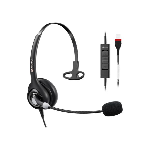 Arama USB Headset with Microphone (A600MONO) – Noise Cancelling