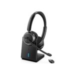 Upgrade ANC & ENC Wireless Headset with Mic for Work(Flip-to-Mute & Dongle)